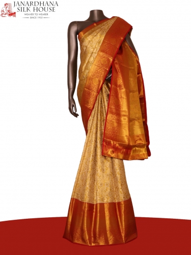 Pure Brocade Gold Silver Tissue Kanjeevaram Silk Saree